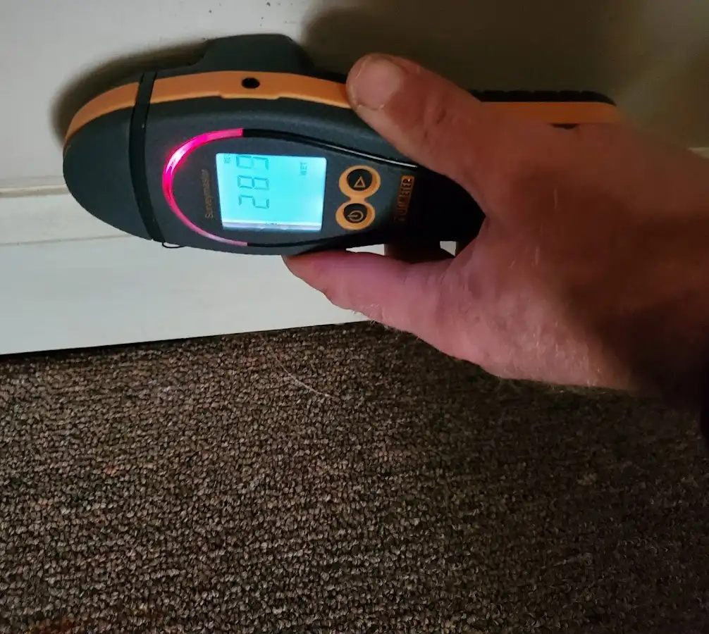 Moisture detection at baseboard during Mold Inspection & Testing in Bourbonnais